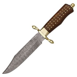 N BRASS PIN BOWIE s pevnou epel DAMASCUS