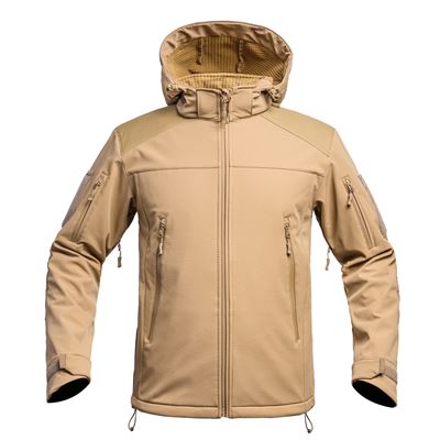 Bunda FIGHTER V2 softshell s kapuc TAN